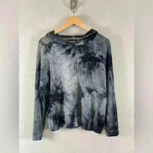 Coin 1804 Los Angeles Gray/Black Tie Dye Hooded Pullover Sweater Women's Large
